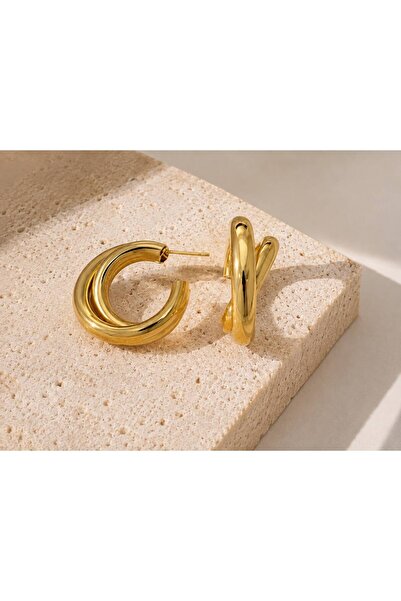 Glowy&Co. Line Gold Color Tarnish-Resistant Steel Earrings