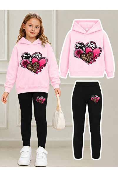 Cevval Girl's Crew Neck Sweatshirt and Leggings Set