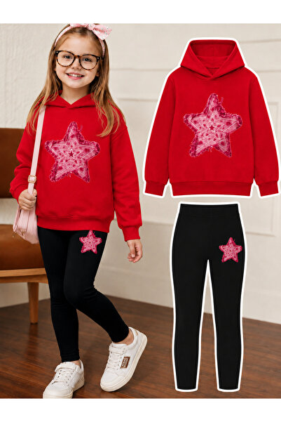 Cevval Girl's Crew Neck Sweatshirt and Leggings Set
