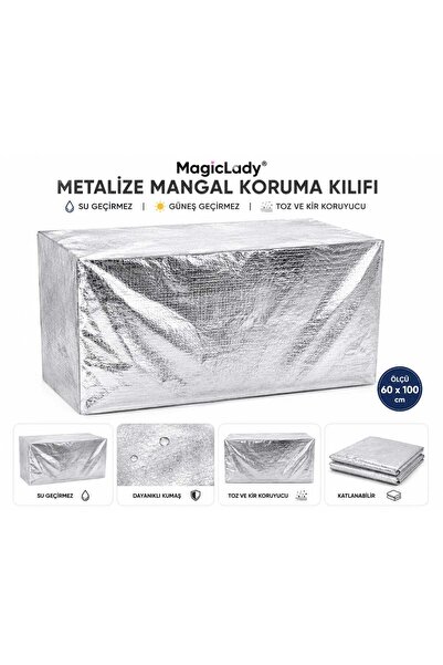 Magiclady Μεταλλικό κάλυμμα προστασίας για μπάρμπεκιου 60x100 εκ. Αδιάβροχο κ...