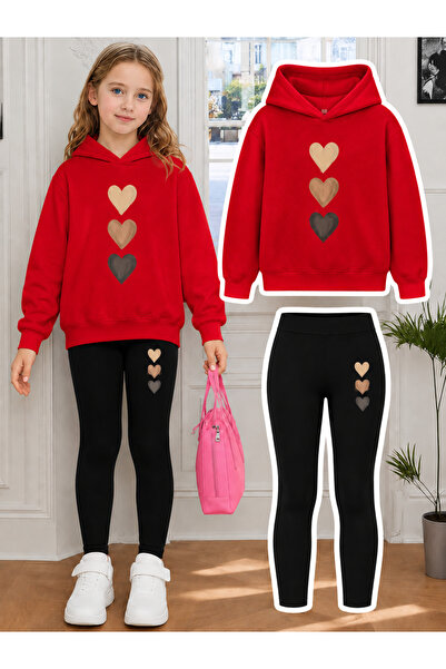 Cevval Girl's Crew Neck Sweatshirt and Leggings Set