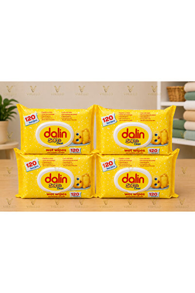 Dalin Șervețele umede pentru bebeluși 4x 120 bucăți Curățare delicată