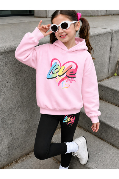 Cevval Girl's Crew Neck Sweatshirt and Leggings Set