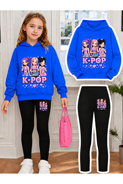 Cevval Girl's Crew Neck Sweatshirt and Leggings Set