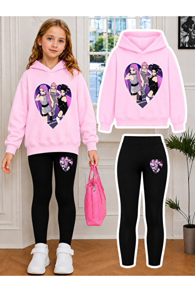 Cevval Girl's Crew Neck Sweatshirt and Leggings Set