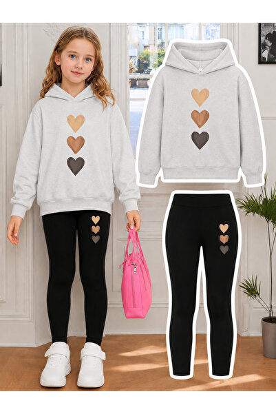 Cevval Girl's Crew Neck Sweatshirt and Leggings Set
