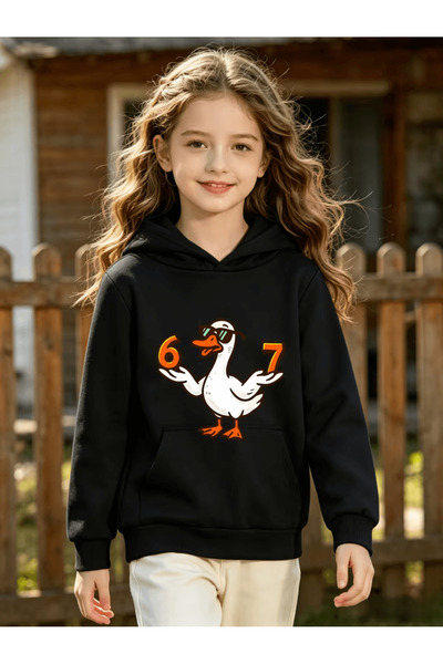 YUNAYT Children's Hooded Printed Sweatshirt