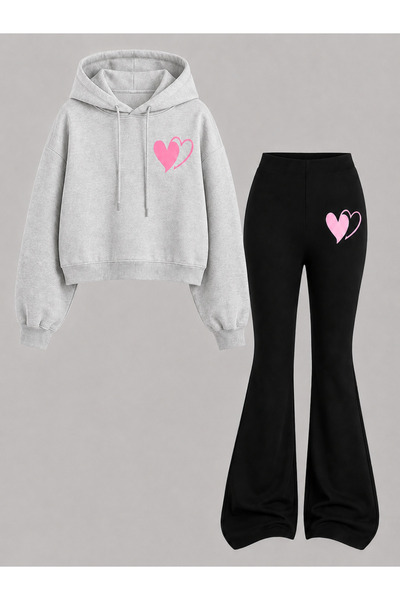 Cevval Girl's Hooded Sweatshirt and Spanish-Cut Leggings Set