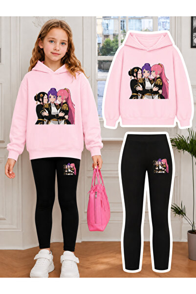Cevval Girl's Crew Neck Sweatshirt and Leggings Set