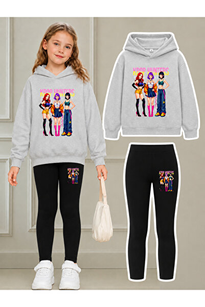 Cevval Girl's Crew Neck Sweatshirt and Leggings Set