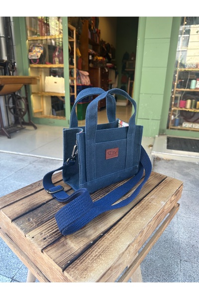 Atelier Lapina Lacivert / Deniz Atı Mini Mumlu Kanvas Çanta