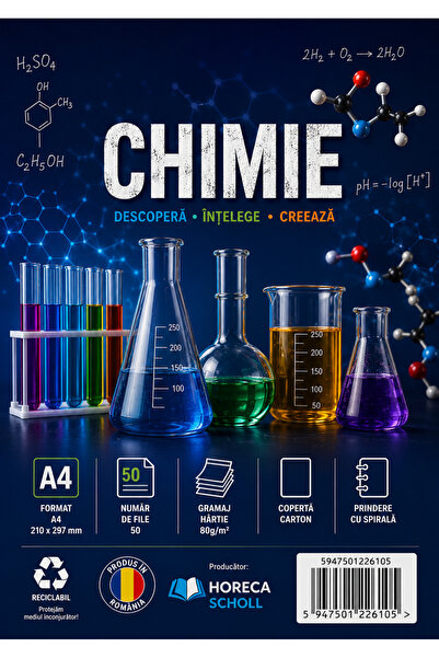 Scholl STUDENT NOTEBOOK A4 50 SHEETS (100 PAGES) CHEMISTRY CARDBOARD COVERS S...