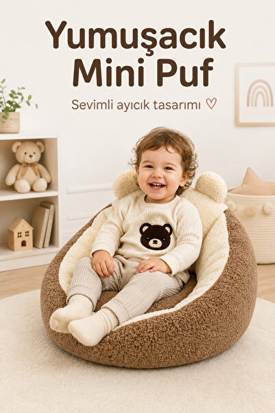 YHH Kids TeddyNest Ayıcık Çocuk Mini Koltuk Puf 1-7 Yaş Peluş Yumuşak Oturma ...