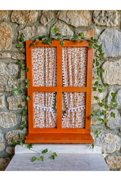 Nsn Ahşap Dünyası 50×75 cm,el boyaması ahşap dekoratif perdeli pencere.Sarmaş...