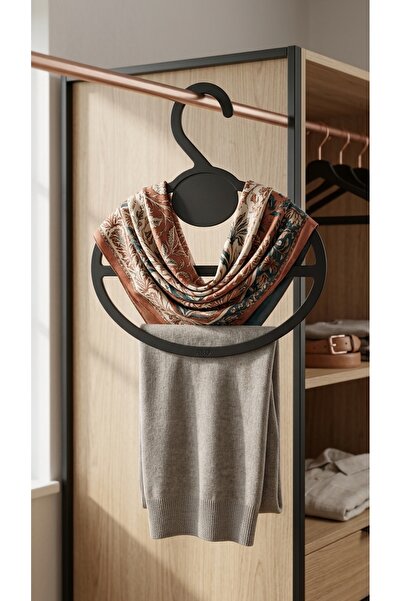 Gardino 10 Pieces Black Shawl Hanger, Scarf Hanger and Closet Organizer Plast...