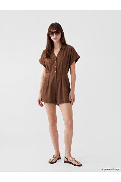 LC Waikiki Trendlucky Shirt Collar Women's Shorts Jumpsuit with a Difference