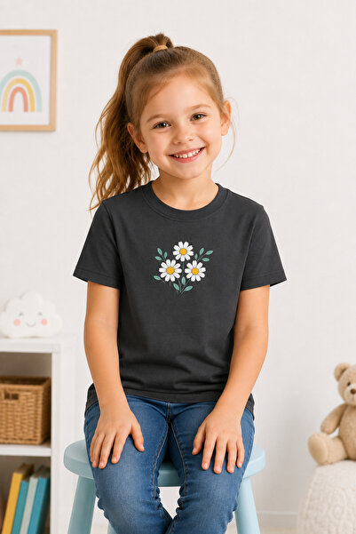 FAVORİST Girl's Mixed Printed Cotton Combed Cotton T-Shirt