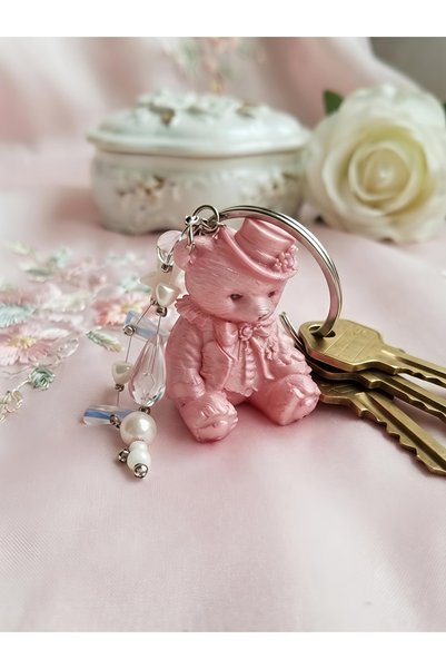 Alse3D Romantic Teddy Bag Charm (with Opal and Glass Bead Detail)
