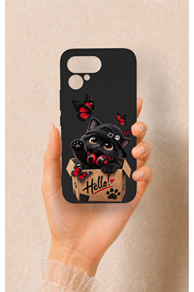Vip Case Tecno Pova Curve 2 Uyumlu Hello Cat Desenli Silikon Kılıf