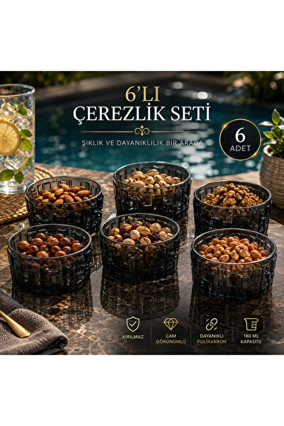 Mayden Concept 180 ml Kırılmaz Cam Görünümlü Taş Desenli Polikarbon Çerezlik ...