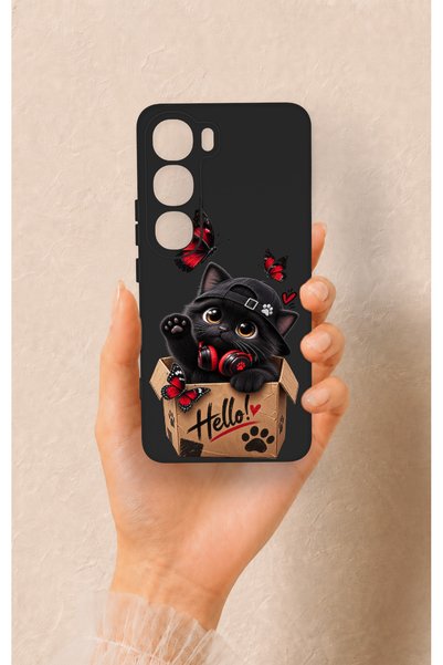 Vip Case Vivo V40 Lite 5g Compatible Hello Cat Patterned Silicone Case
