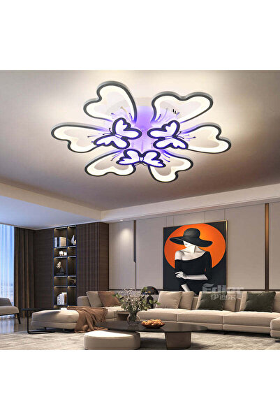 RFAN Candelabru LED RFAN, Model M218/6+3, cu Telecomandă, 3 Tipuri de Lumină plus Lumină RGB, Intensitate Reglabilă, 210W, Alb
