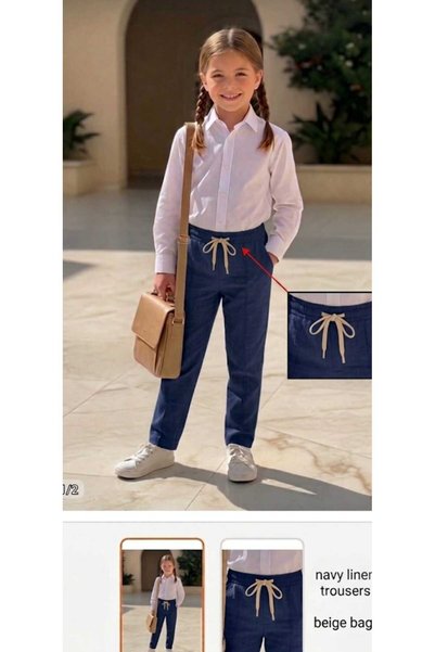 Zelhankids Unisex Keten Okul Pantolonu