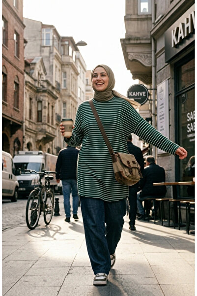 sefamerve Comfortable Cut Striped Seasonal Tunic Plus Size No Showersigning E...