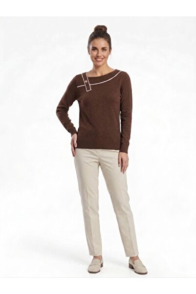 ON TRİKO Elegant Collar Detailed Slim Knitwear Blouse 15361