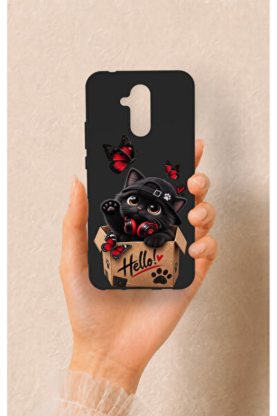 Vip Case Huawei Mate 20 Lite Uyumlu Hello Cat Desenli Silikon Kılıf
