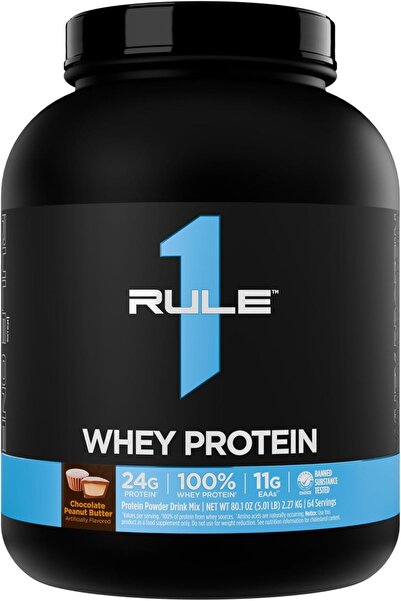 Rule 1 Proteins Rule1 Whey 100% Protein Powder Chocolate Peanut Butter 64 Ser...