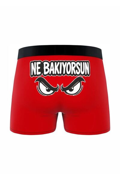 TexKid Baskılı Erkek Boxer Şort Komik Tasarım Ne Bakıyorsun Yazılı Arka Baskı...
