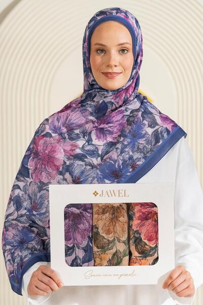 JAWEL French Silk Shawl Package Marsala (Burgundy Khaki-Yellow-Navy Blue)