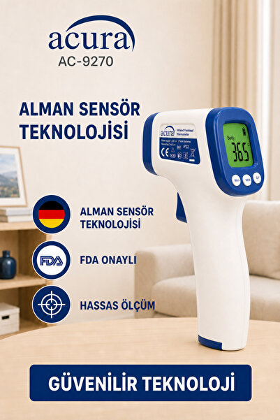Acura AC-9270 Yeni Tasarım FDA Onaylı, Alman Sensörlü Temassız Ateş Ölçer
