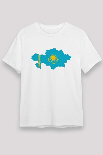 Darkhane Kazakhstan Map and Flag Printed T-Shirt