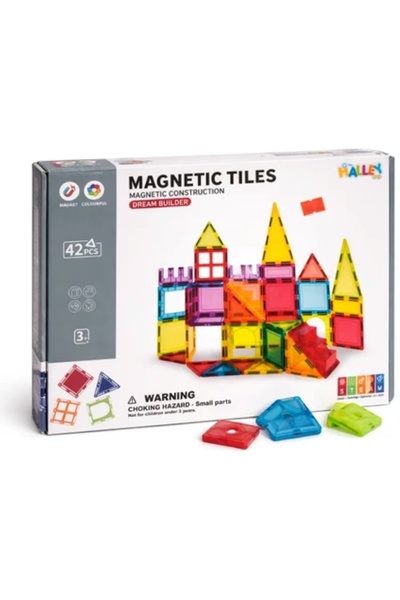 JOYFUL CHİLD Manyetik Tiles Renkli 42 Parça Manyetik Yapı Blokları