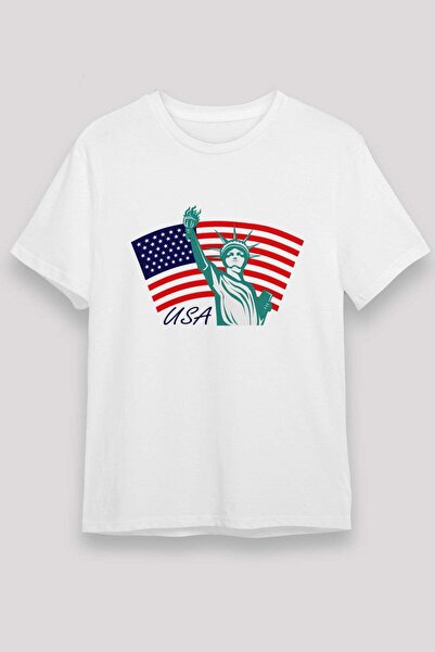 Darkhane Statue of Liberty and Usa Flag Printed T-Shirt