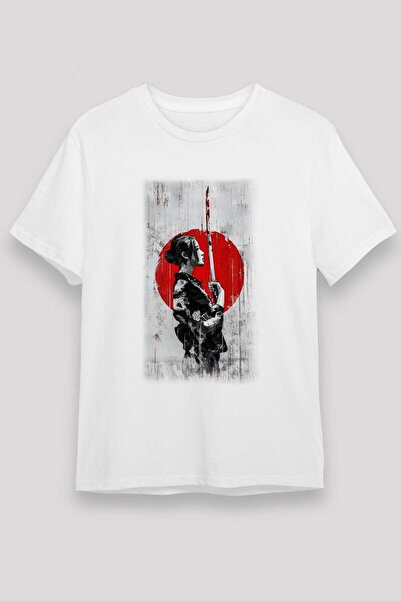 Darkhane Samurai Girl and Japanese Flag Printed T-Shirt