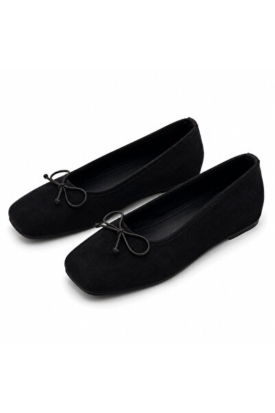 PATRON SHOES Women's Hidden Heel Ballerinas, Square Toe, Bow Detail, Daily Co...