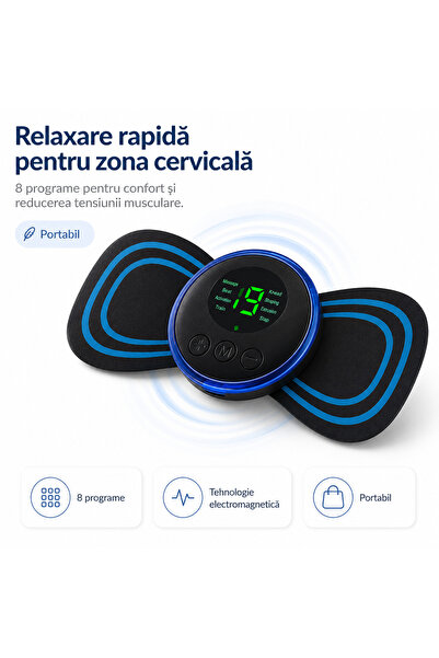iTin Aparat masaj cervical electric, 8 programe, stimulare electromagnetica, ...