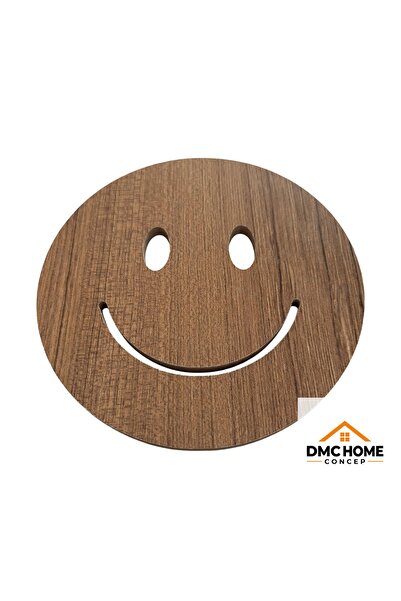 DMC Home Concept Gülen Yüz Ahşap Nihale 20 cm - Çok Amaçlı - Çaydanlık Altlığı - Tava Tencere Altlığı - Kahve Sunum - Saksı Altlığı
