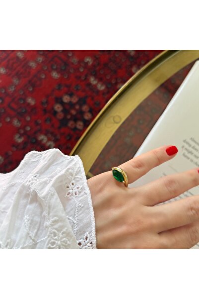 Alice İsstanbul Green Ellipse Stone Pinky Ring