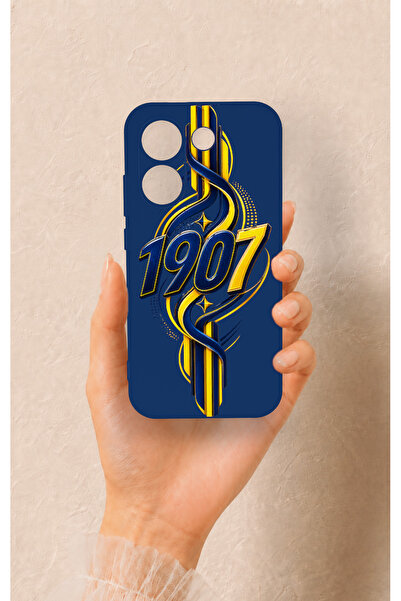 Vip Case Poco X8 Pro Uyumlu Sarı Lacivert Sarmaşık Desenli Silikon Kılıf