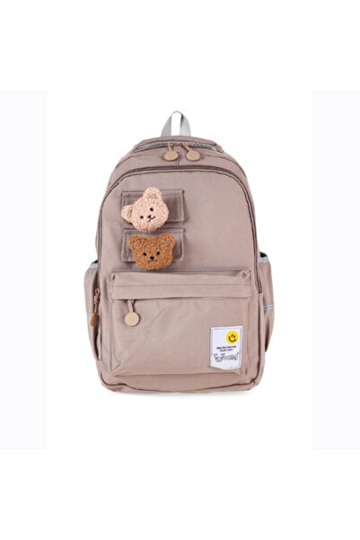YOUNG 51666 rucsac școlar cu mascotă ursuleț BEJ