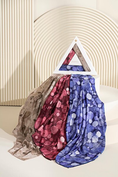 JAWEL Soft Scarf Pack Karia (Navy Blue-Claret Red-Milky Brown)