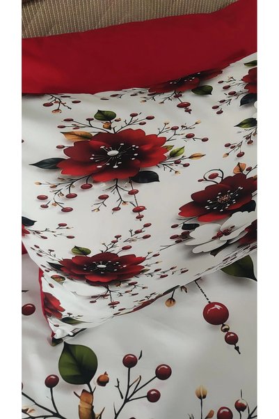 AYBERK HOME TEXTİLE Bordo Ruya 5D Digital Printed Cotton Single Duvet Cover Set 4 Pieces