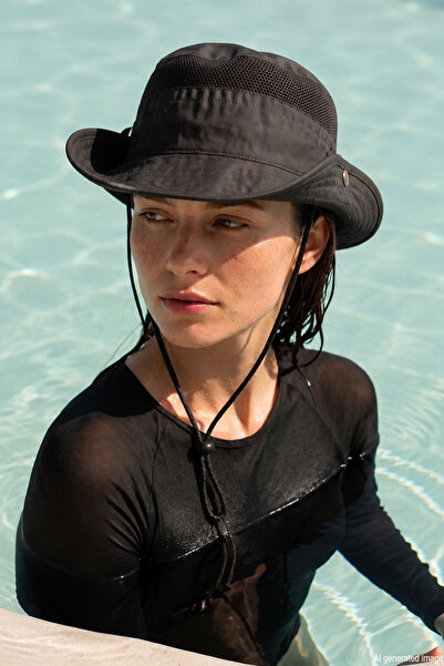REMSA Mesh Detailed Tied Bucket Hat 05 Black
