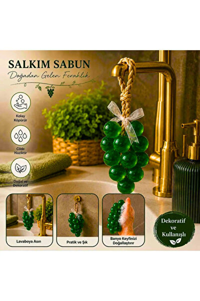Tasarım Evi صابون سالكام على شكل عنب للزينة، صابون لليدين والاستحمام، يمكن تع...