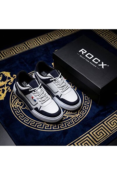 ROCX Erkek Beyaz Lacivert Sneaker Spor Ayakkabı Kalın Taban Günlük Rahat Kull...