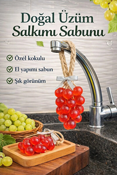 Tasarım Evi Salkım Sabun Üzüm Şekilli Dekoratif El ve Banyo Sabunu İpli Asılabilir